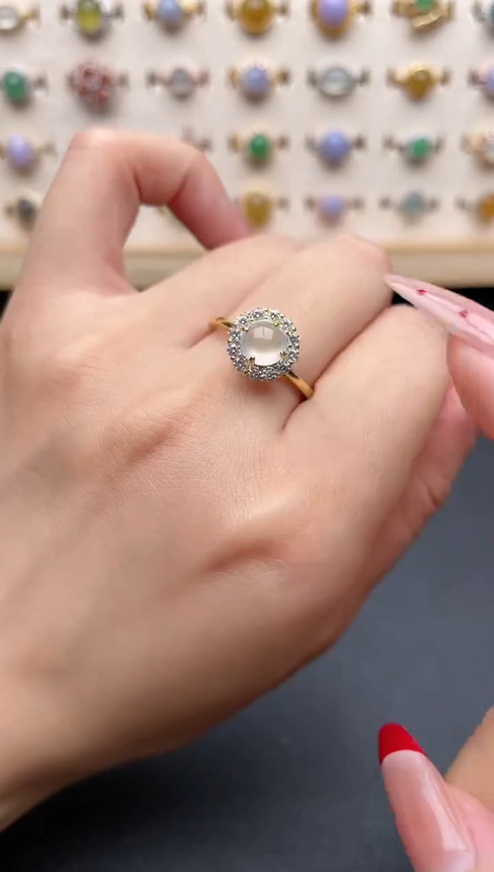 【闪购商品】翡翠戒指银S925镶嵌一物一证一礼盒