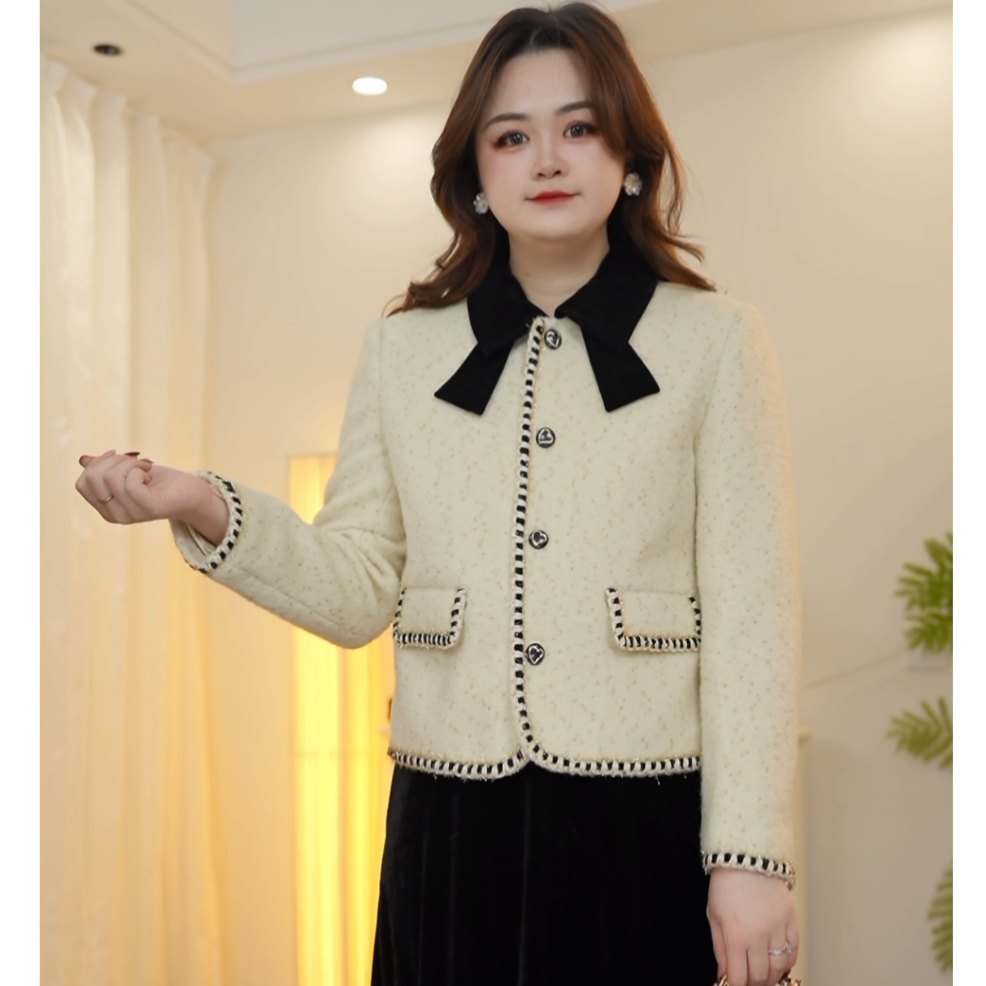 长袖法式厚款冬季INS风短外套小个子短款小香风女装复古