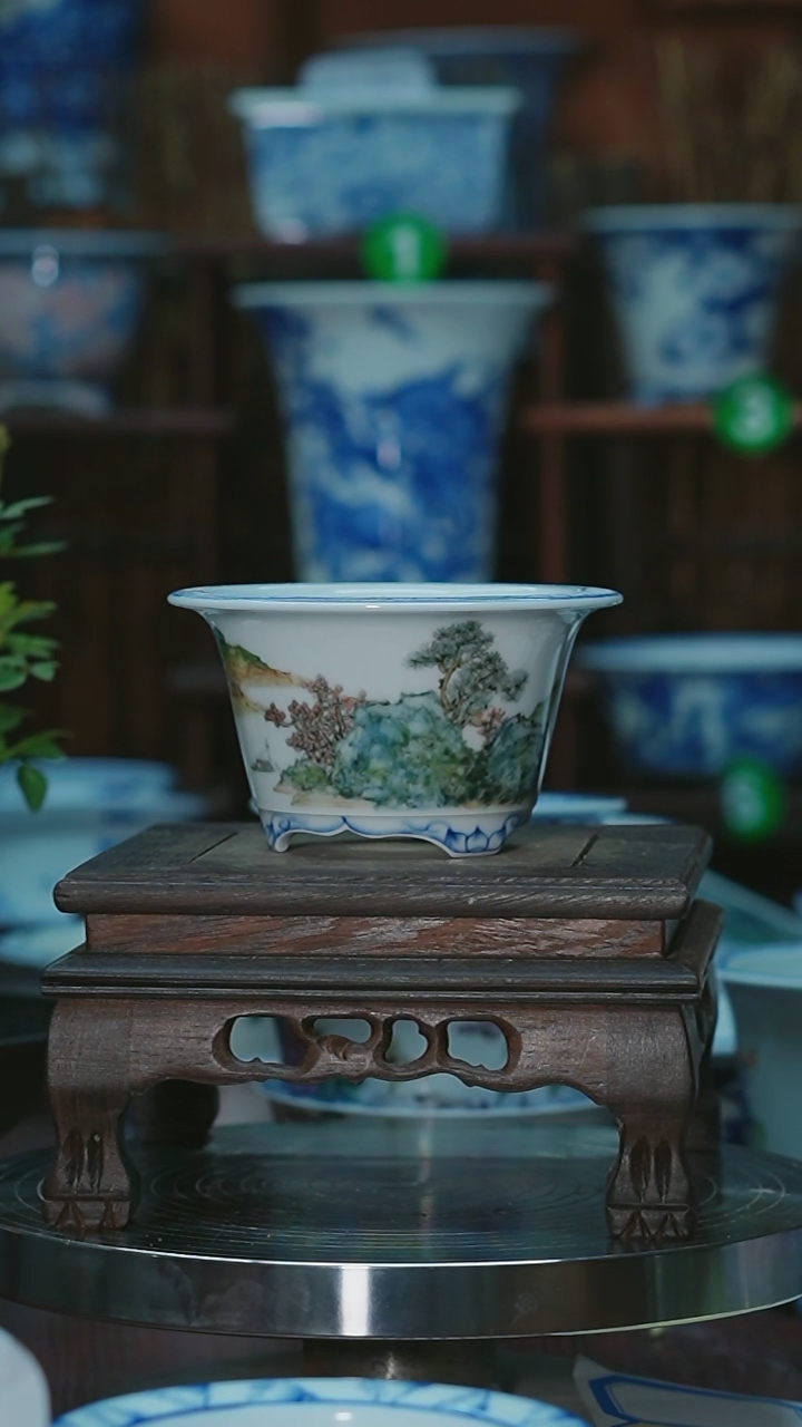 【闪购商品】摆件手绘陶瓷内口8高5.2深