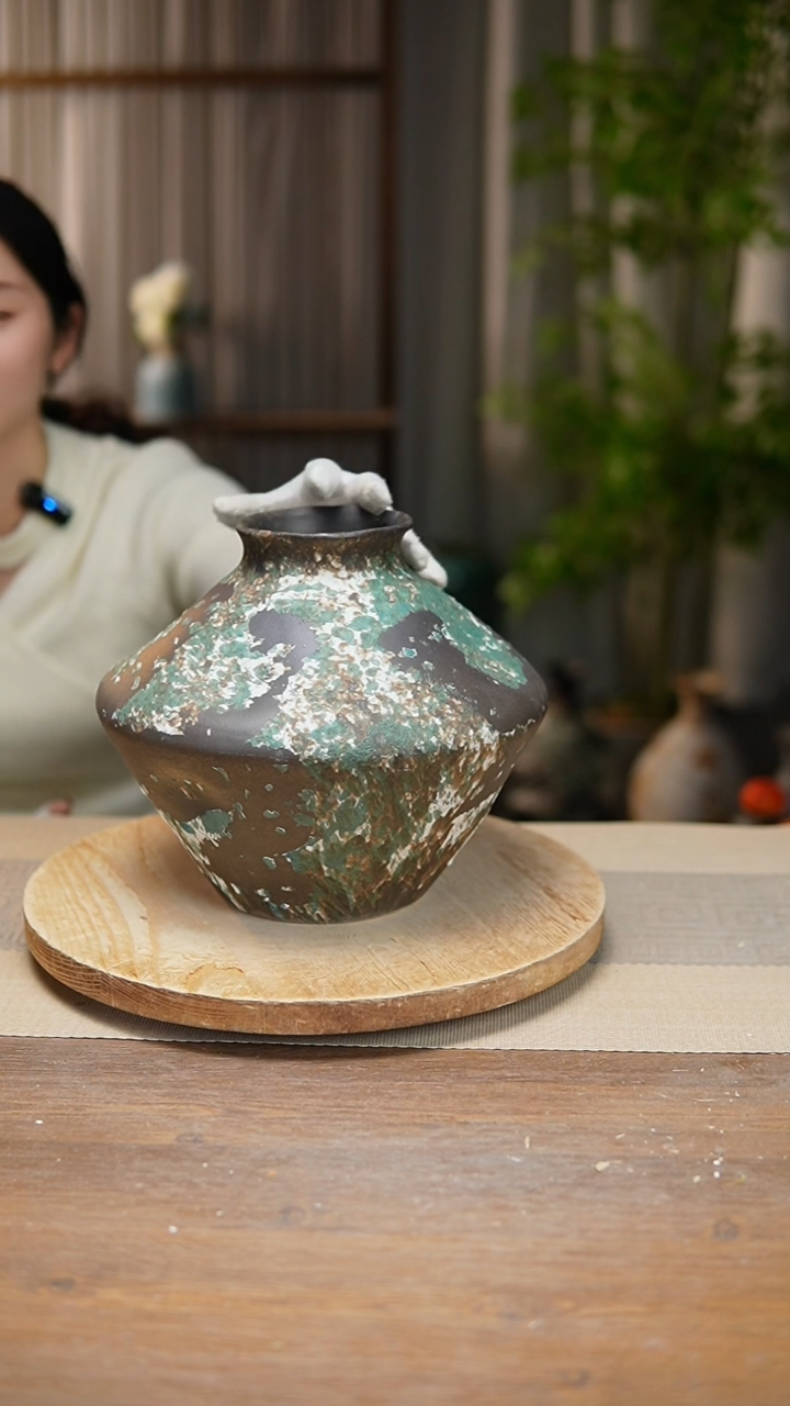 【闪购商品】陶瓷  花器涂鸦绿飞碟