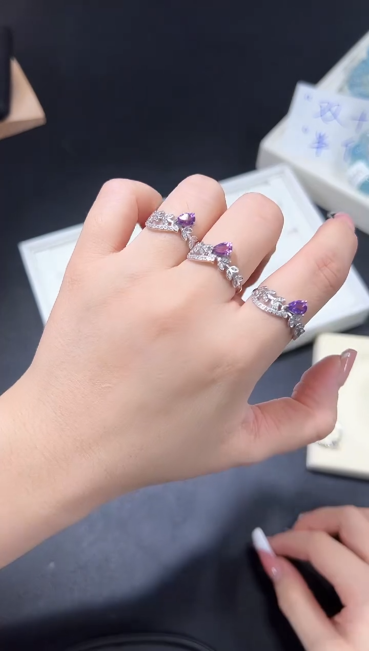 银S925镶嵌戒指水晶42m多样性发其一【1个】