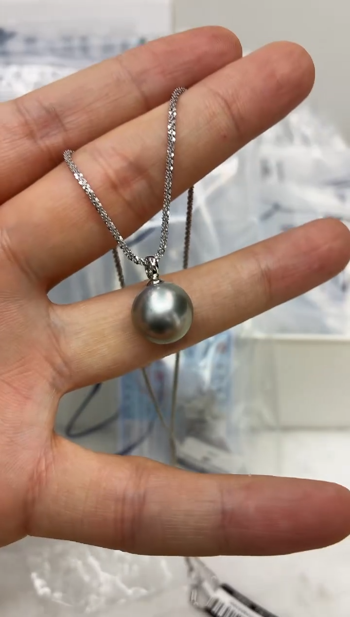 银S925镶嵌DA海水珍珠大溪地吊坠13-14 y776