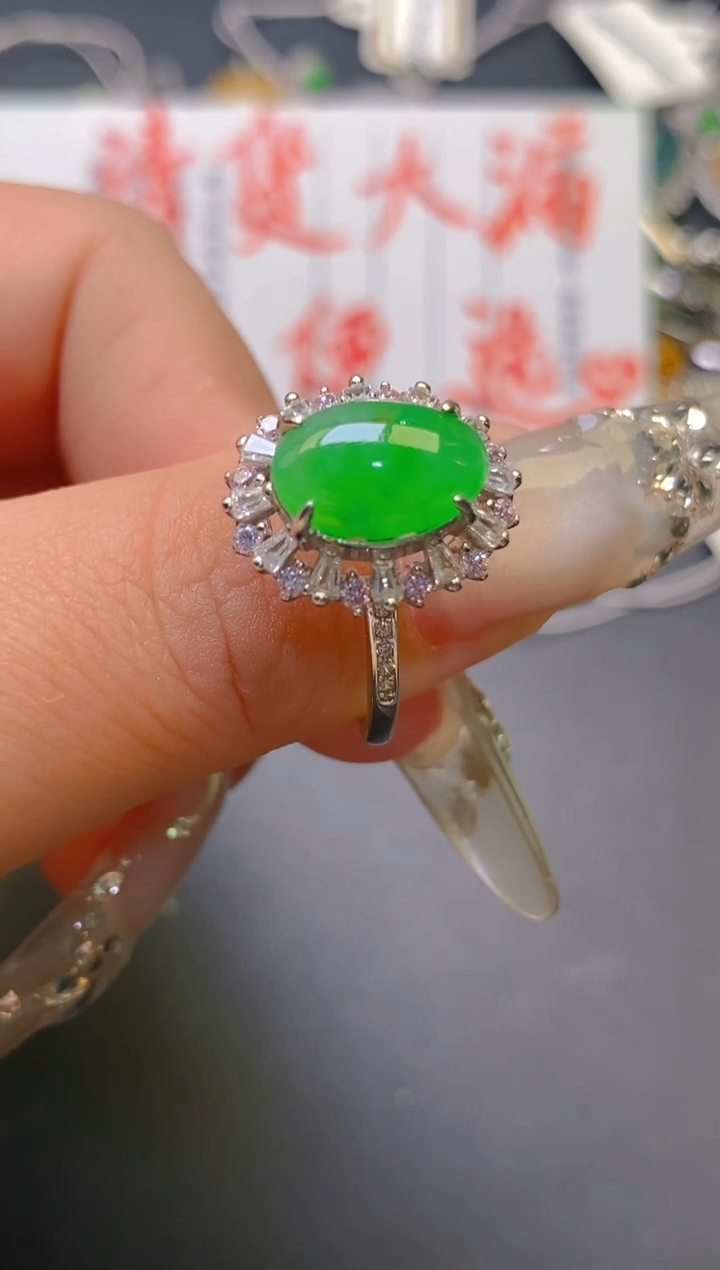 【闪购商品】翡翠耳饰银S925镶嵌天然A货翡翠1