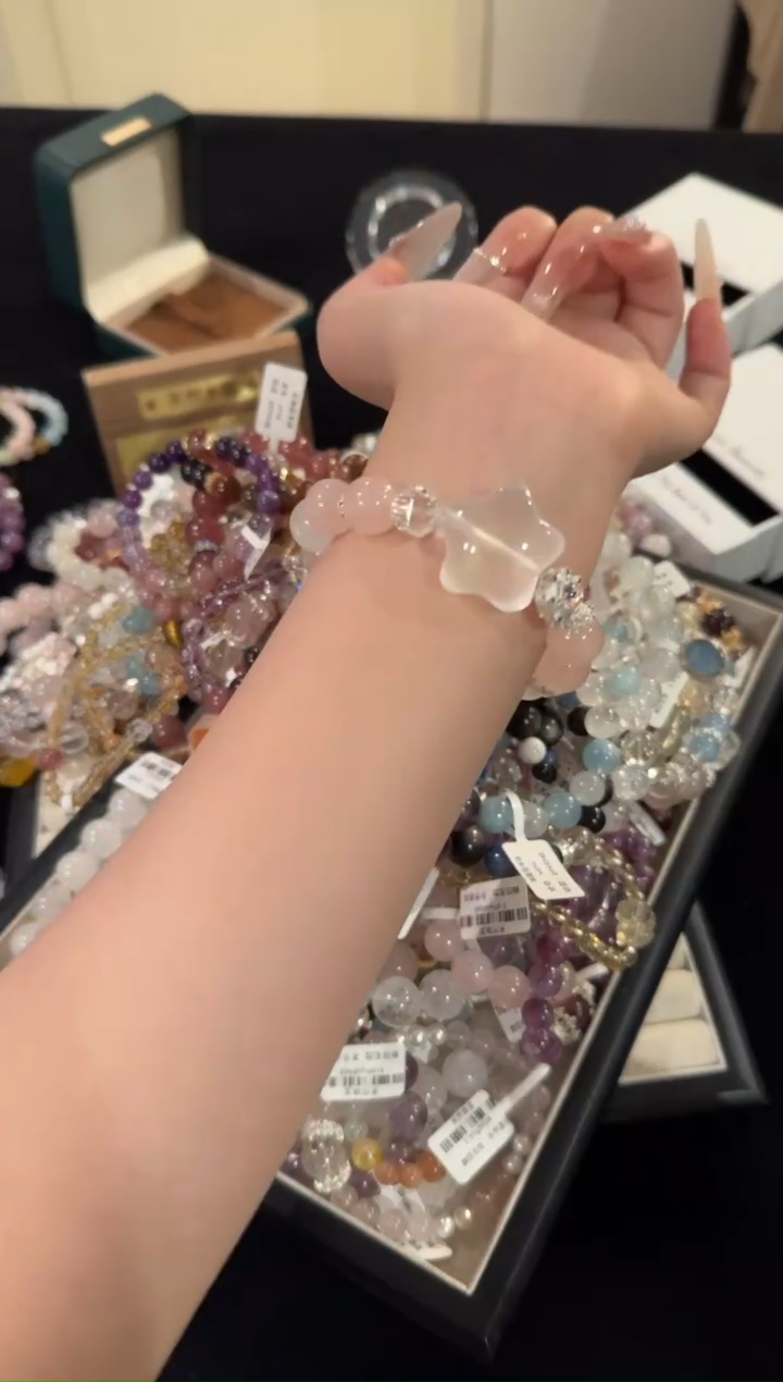 水晶手链合金粉水晶x837