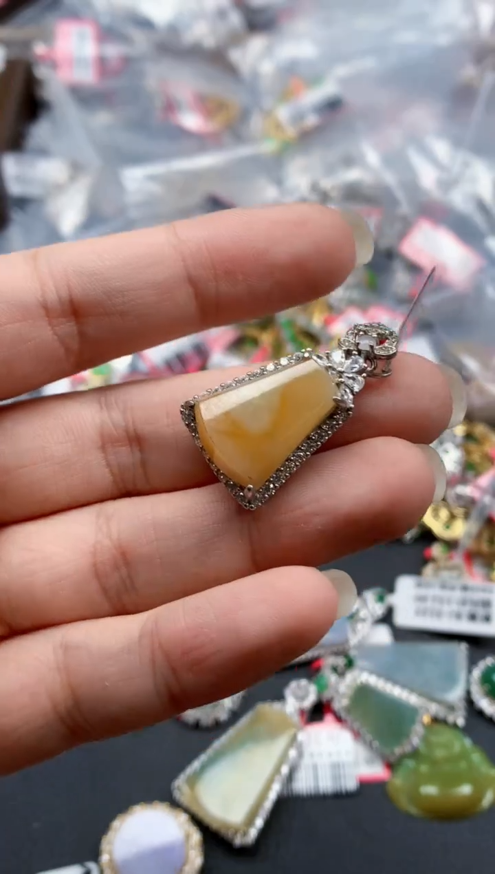 银S925镶嵌戒指翡翠天然A货缅甸翡翠