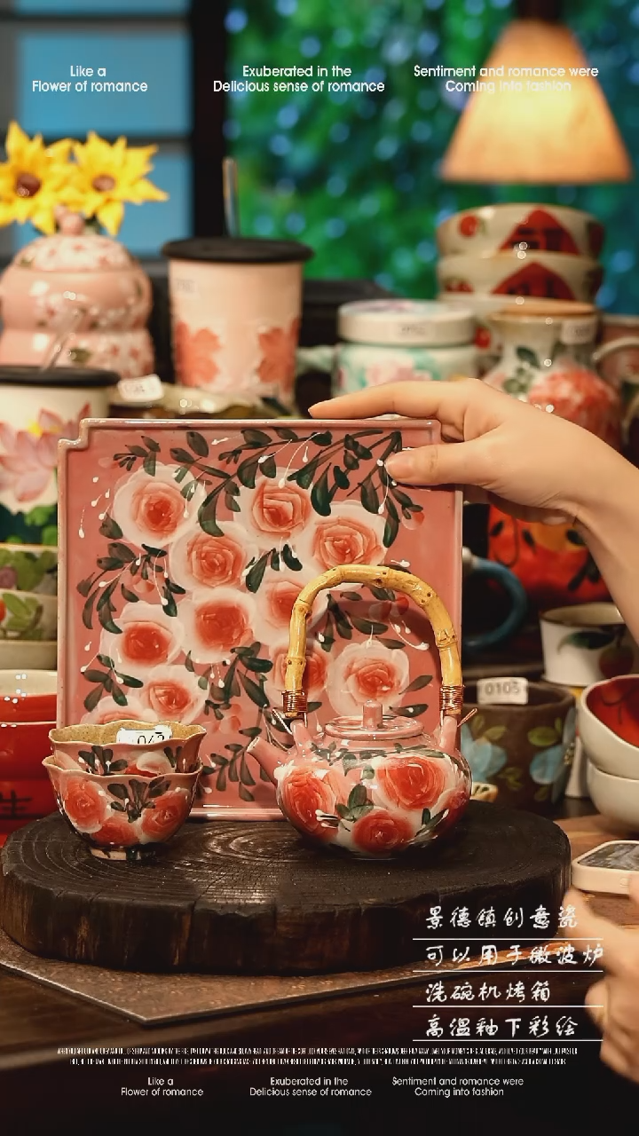 陶瓷景德镇高温釉下彩手工手绘款式