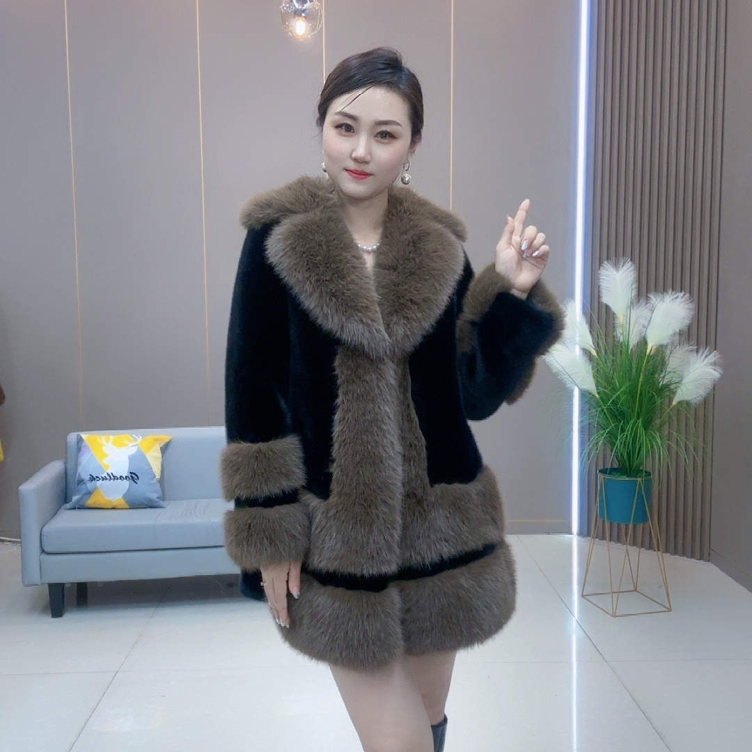 【MZ严选】B海宁网红冬季轻奢中长款女式时尚气质宽松女式外套9875