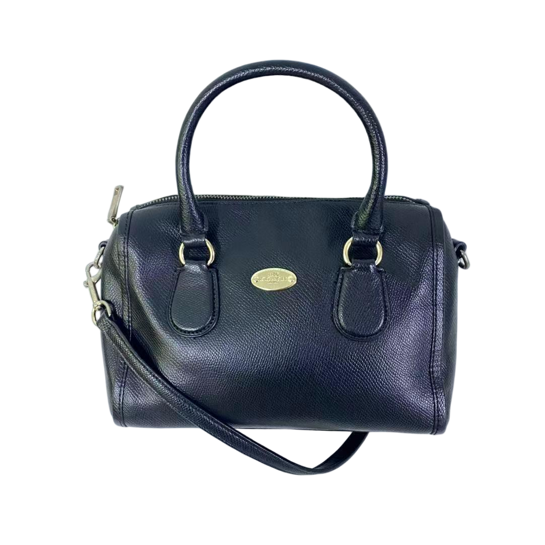 95新 COACH/蔻驰 黑色全皮波士顿手提斜挎包单肩SH-31099-A枕头包