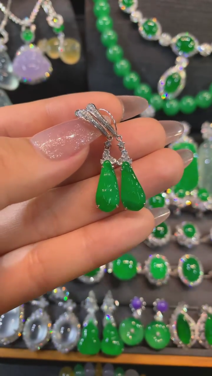 【闪购商品】翡翠耳饰18K金镶嵌耳饰