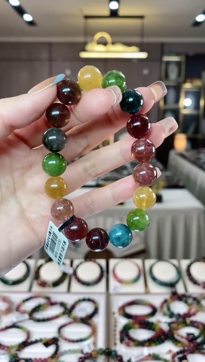 【闪购商品】碧玺单圈手串12mm+未镶嵌一物一证dan