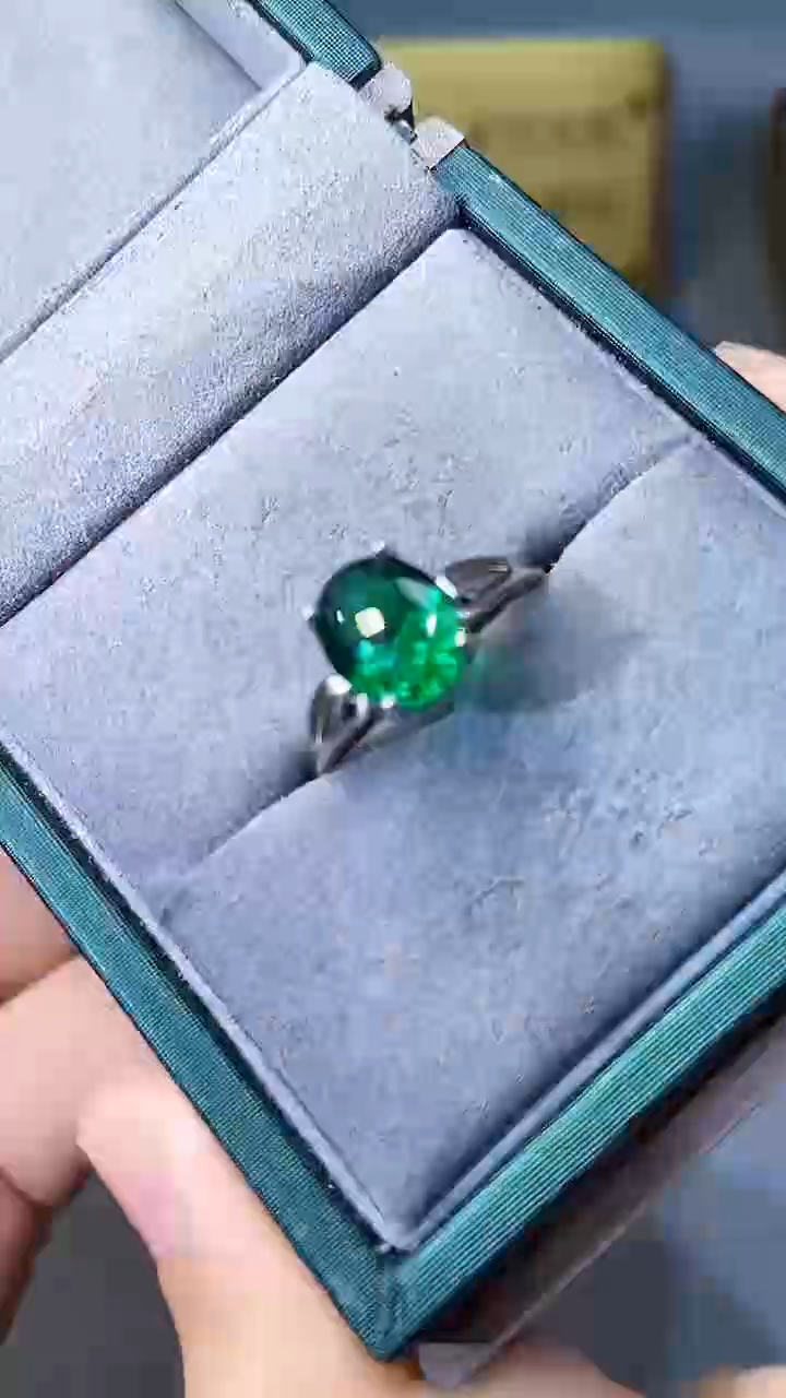 【闪购商品】透辉石戒指银S925镶嵌534