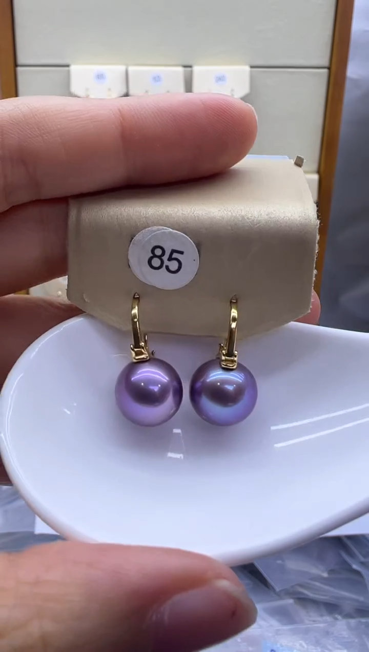银S925镶嵌耳饰淡水珍珠85