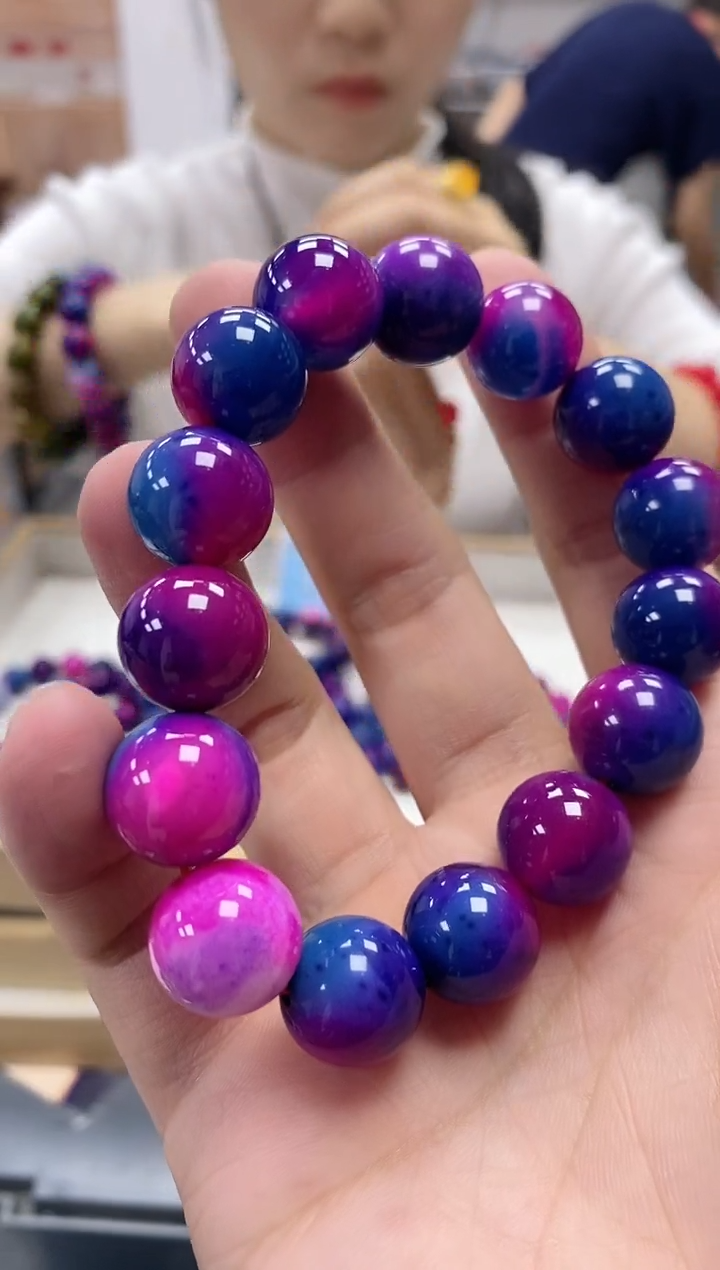 未镶嵌手串玛瑙/玉髓蓝莲花卡14mm