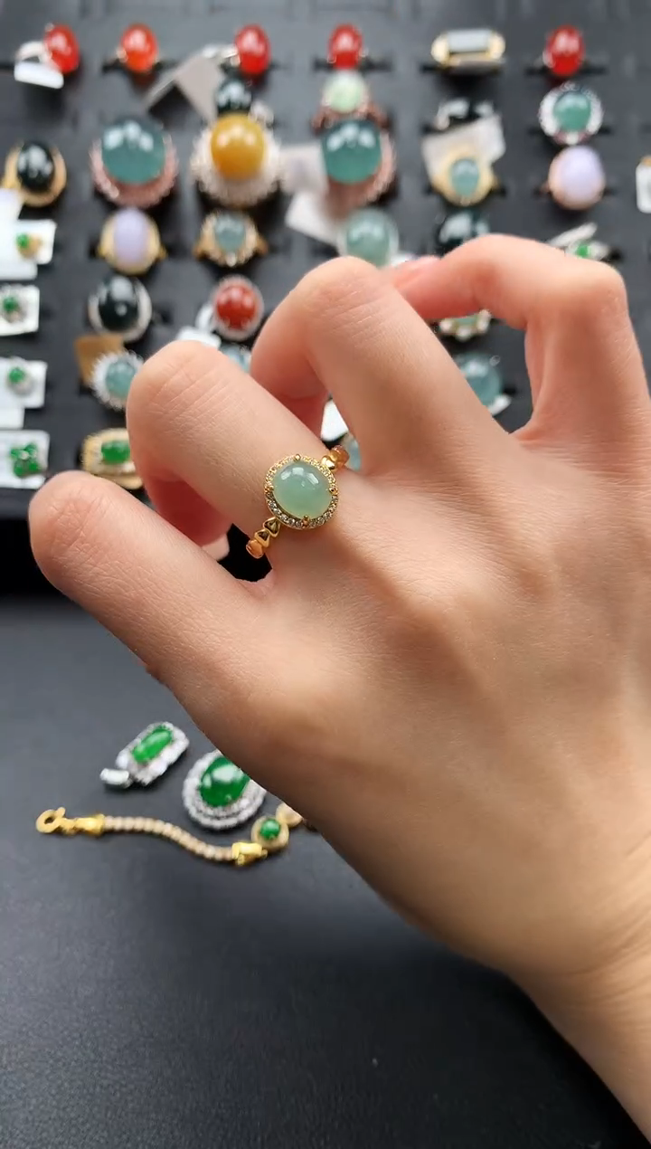 【闪购商品】翡翠戒指银S925镶嵌34654654