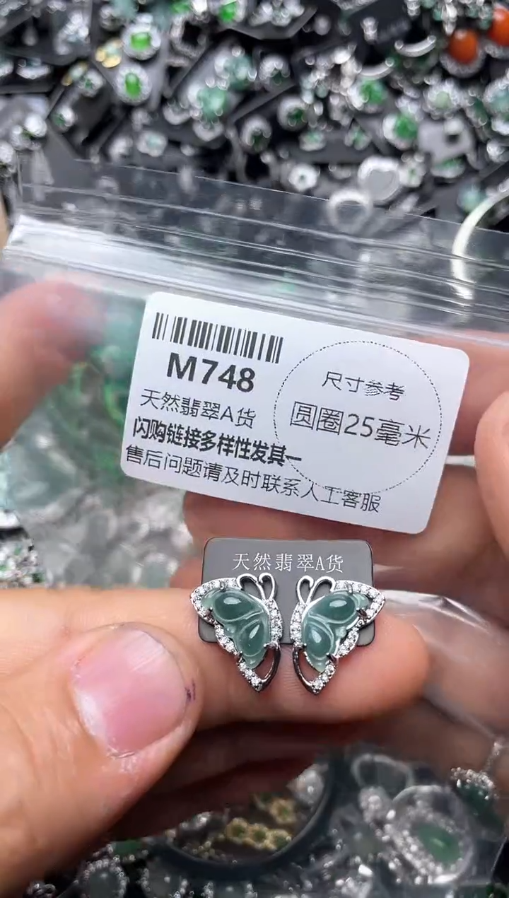 翡翠未镶嵌颈饰M748耳钉