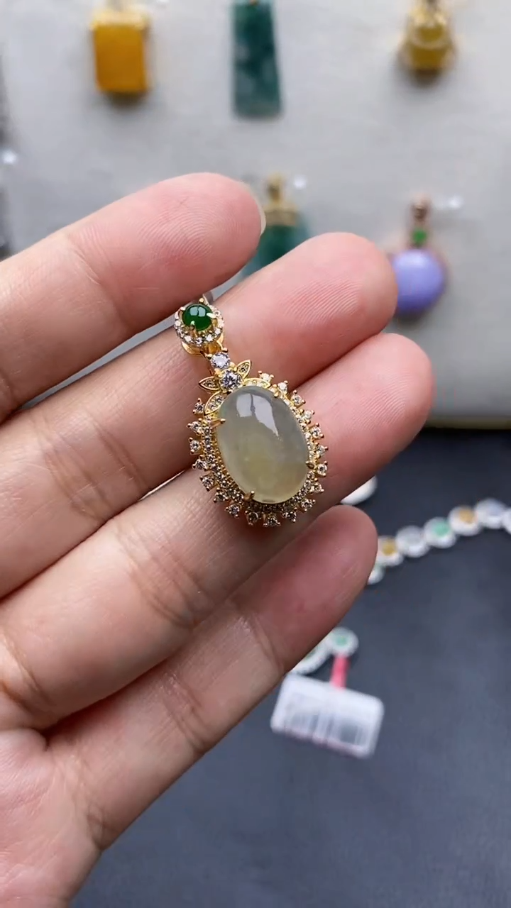 银S925镶嵌戒指翡翠1