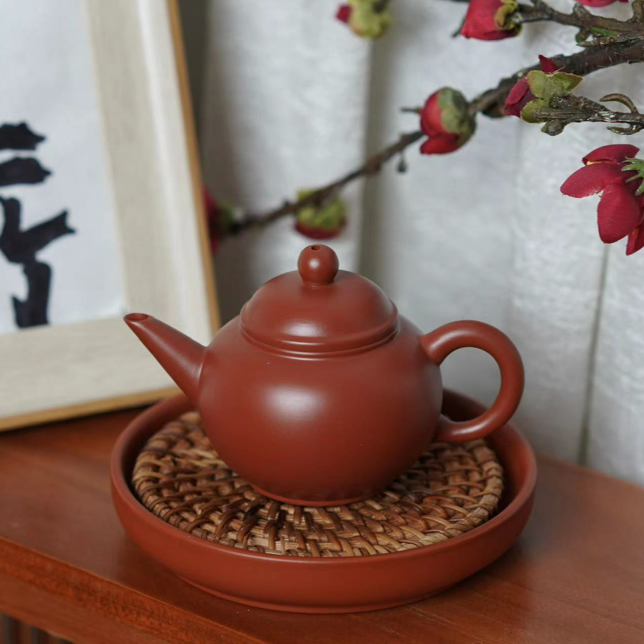 潮州手拉壶全手工水平壶小容量功夫小茶壶手制潮州朱泥三杯茶壶