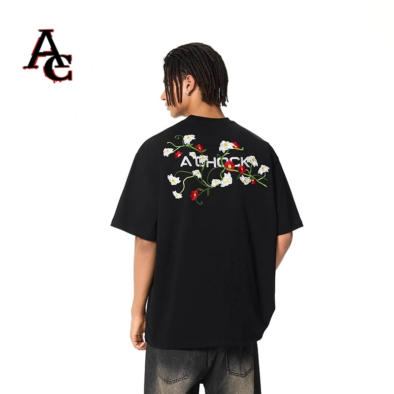 【Achock官方店】新款短袖T恤花卉刺绣美式宽松短袖25ss嘻哈男女ins