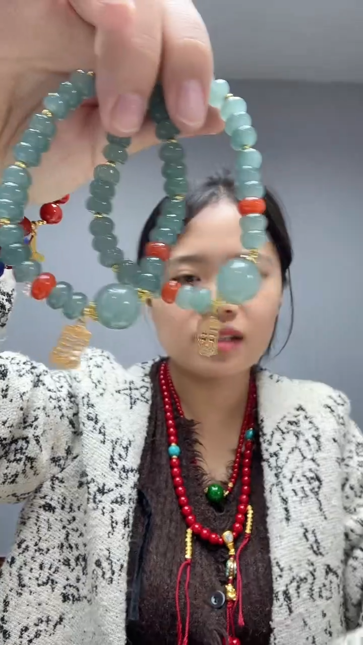 银S925镶嵌手链烟晶大圆珠宝高货颈饰