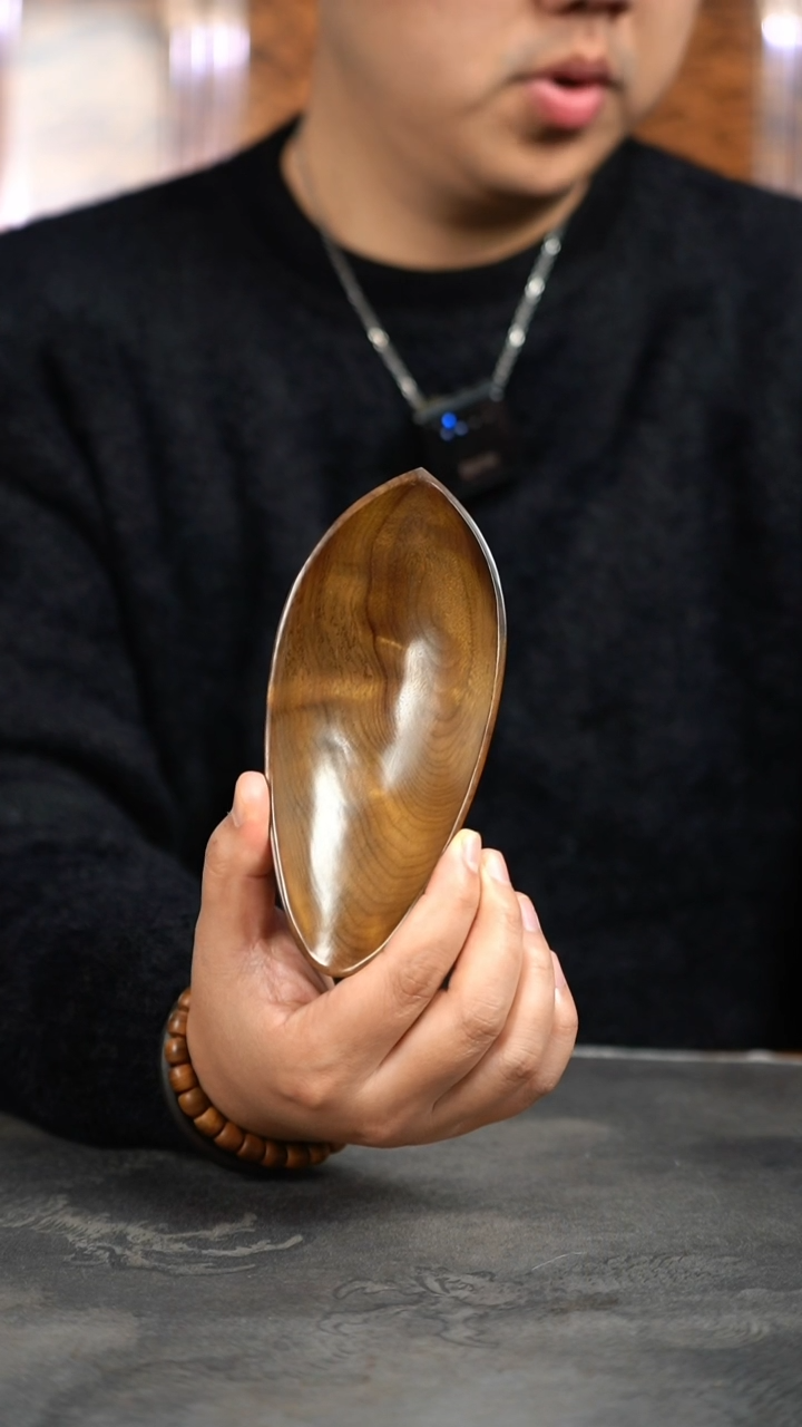 【闪购商品】金丝楠木雕641号阴沉木满花纹手工花瓣茶则