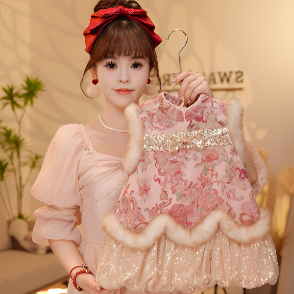 【Y.g2583 】2025冬季新款公主裙女宝甜美加绒马甲连衣裙日常冬款裙