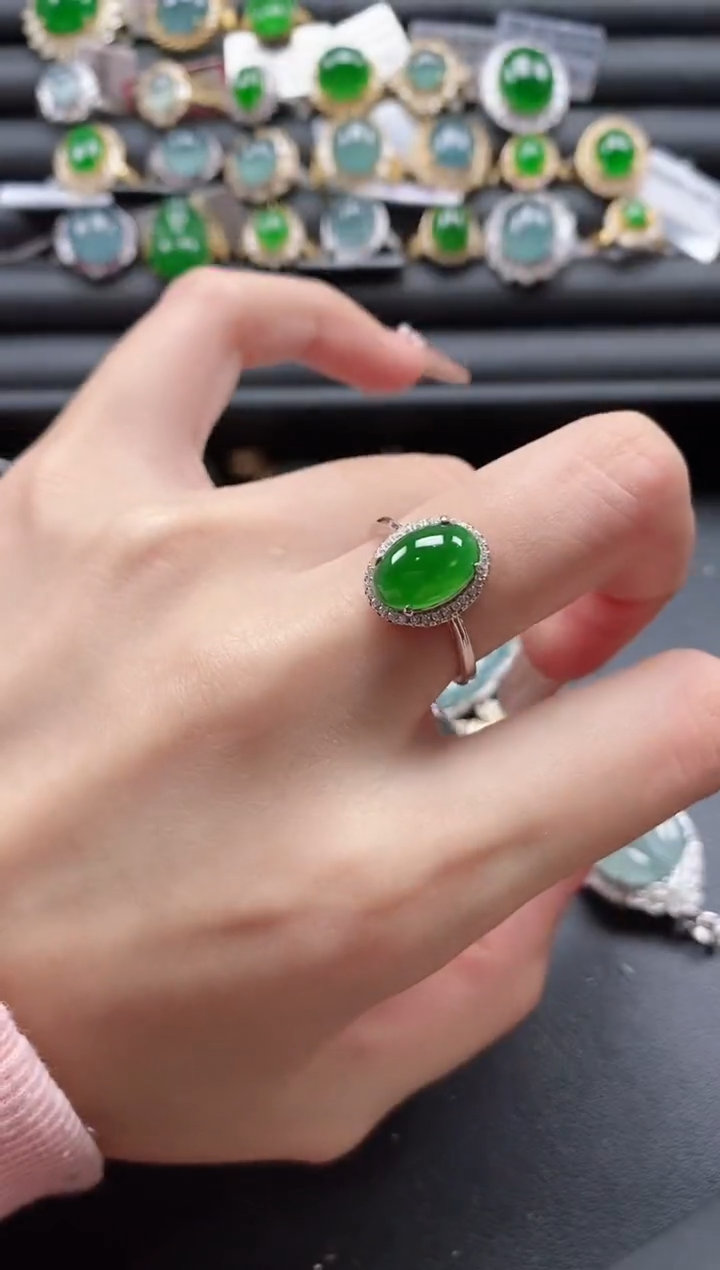 【闪购商品】翡翠戒指银S925镶嵌51511