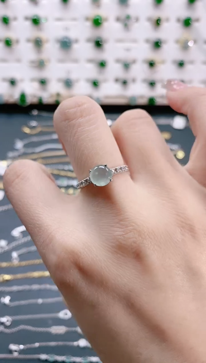 【闪购商品】翡翠戒指银S925镶嵌天然翡翠