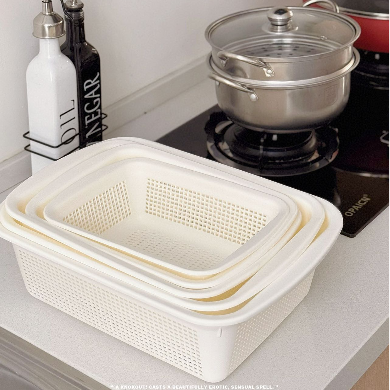 M007#加厚厨房菜篮沥水篮5件套