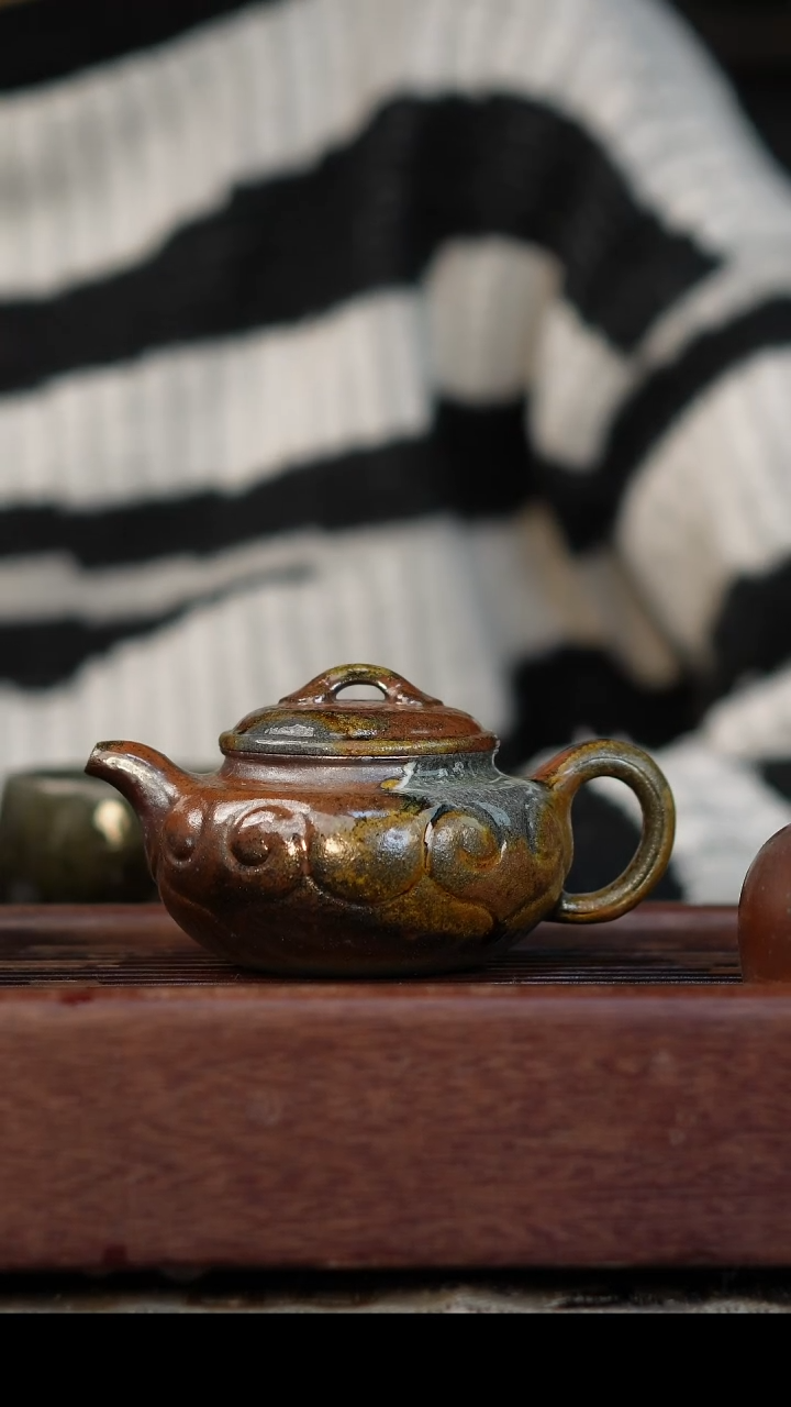茶壶紫砂柴烧紫砂仿古如意