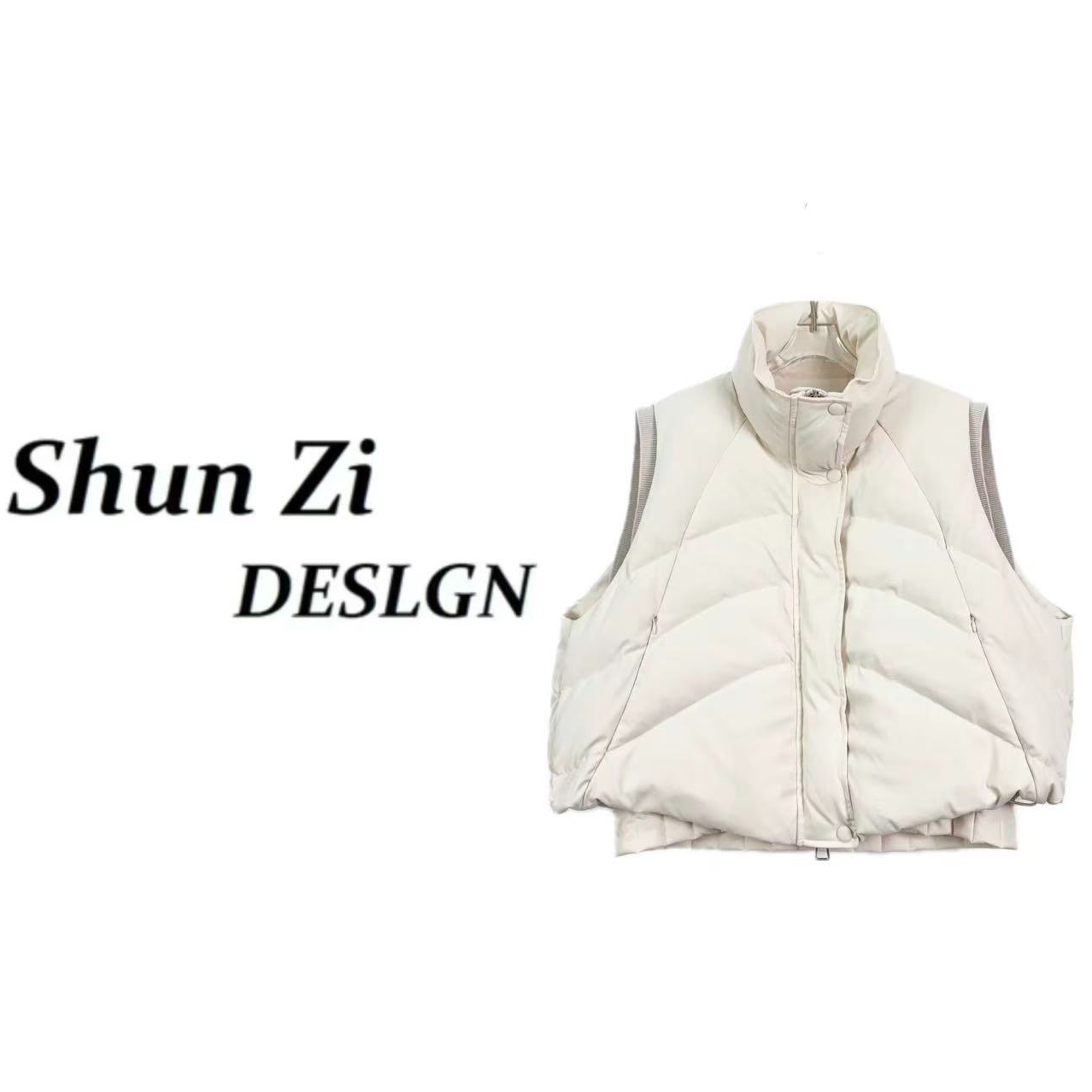 顺子/SZ9976 设计师款秋冬个性百搭显瘦拼接假两件羽绒马甲外套