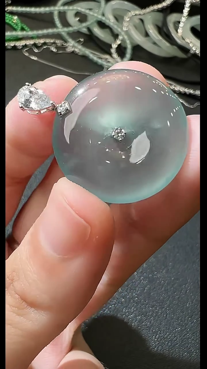 吊坠(不含链)18K金镶嵌翡翠天然A货翡翠AQ059多样性发一