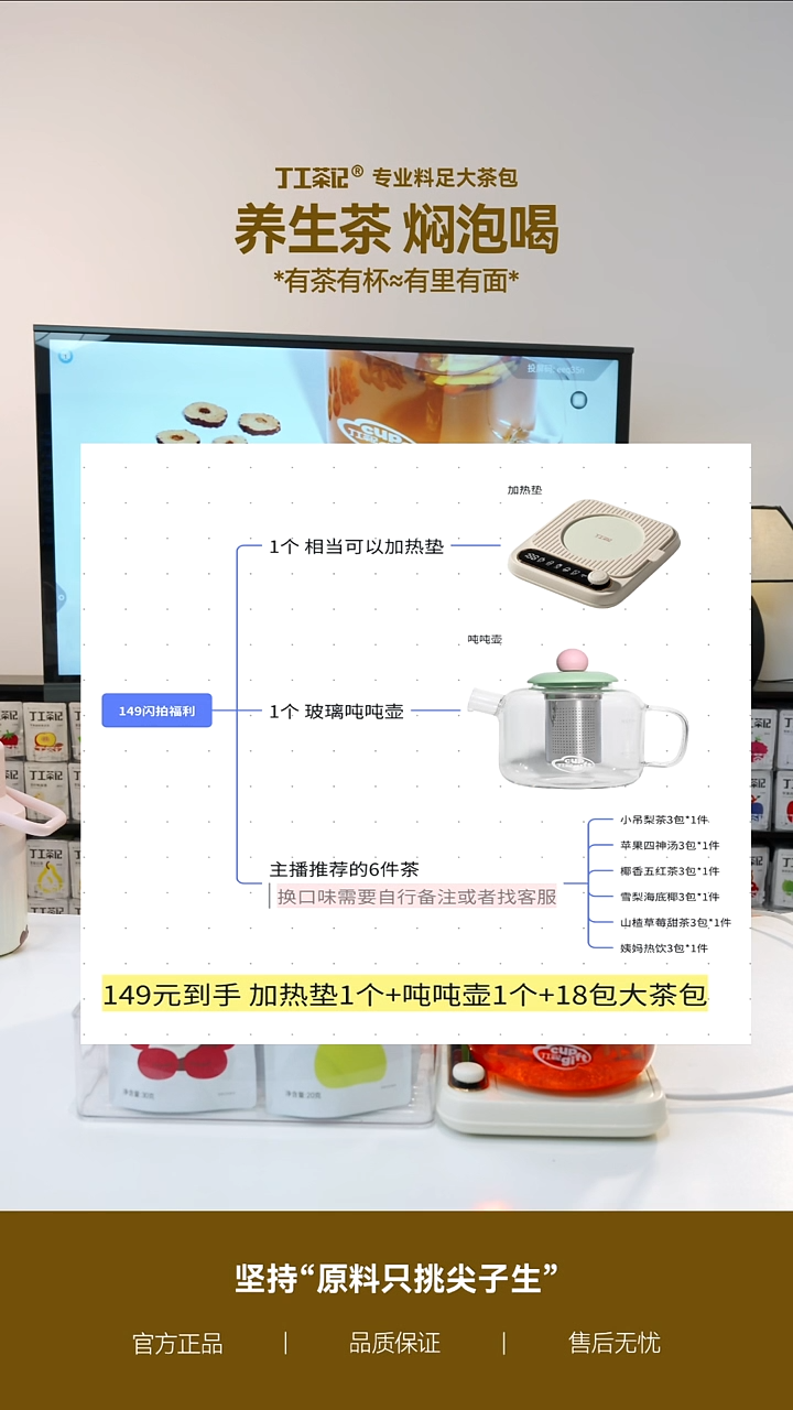 高硼硅玻璃6件（18包）茶+加热垫+玻璃吨吨壶