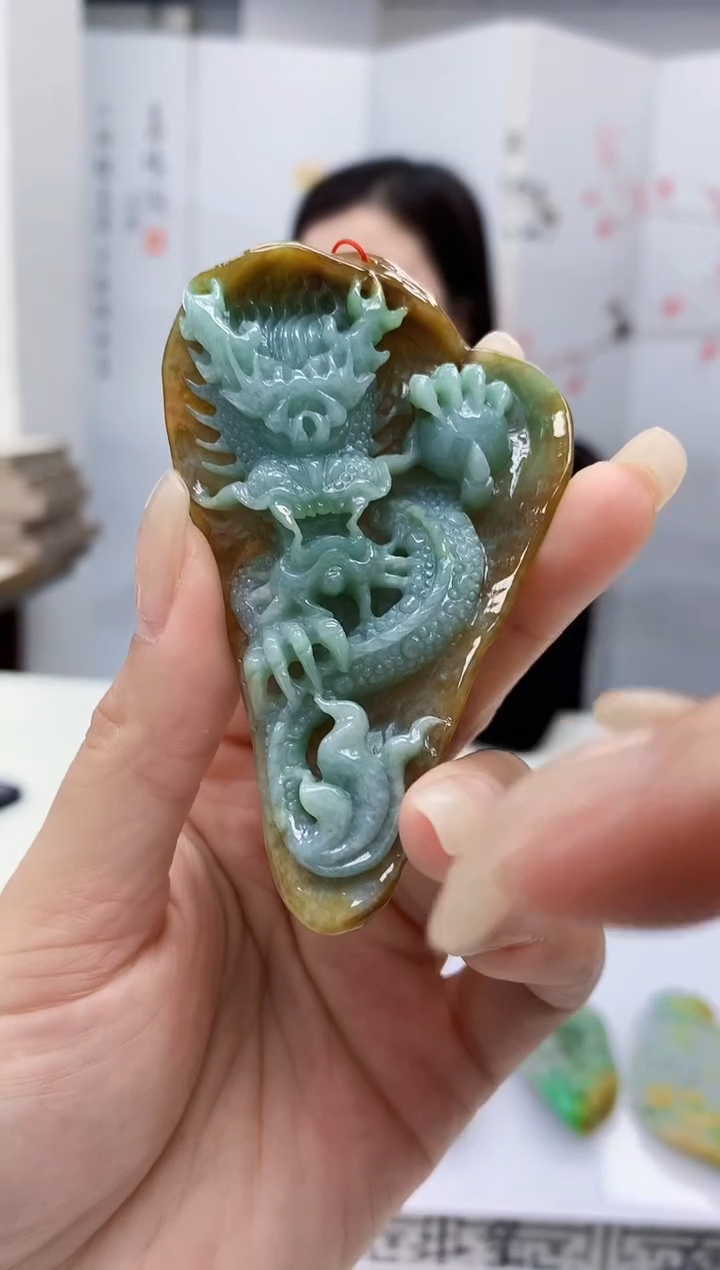 【闪购商品】定制翡翠未镶嵌4852lr-毛货挂件送珠链26