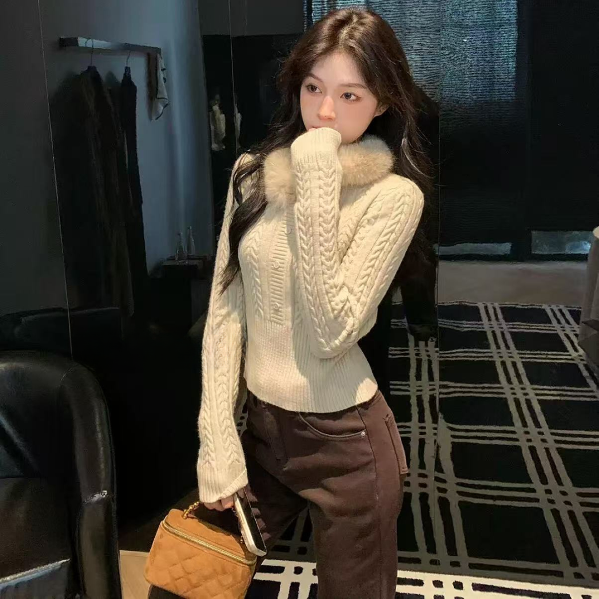 《音束YinShu》领真毛可拆卸气质辣妹高级感女毛衣秋冬新款