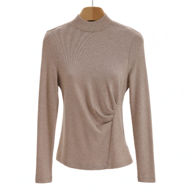 F8520-【佐】简约半高领打底衫修身显瘦针织衫上衣#WZS58M050