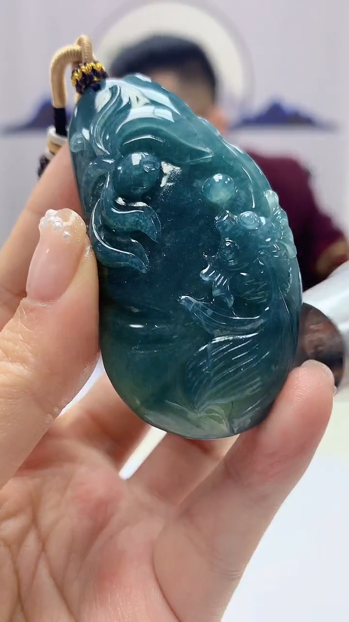 【闪购商品】定制翡翠未镶嵌5152ms-毛货荷叶鱼37