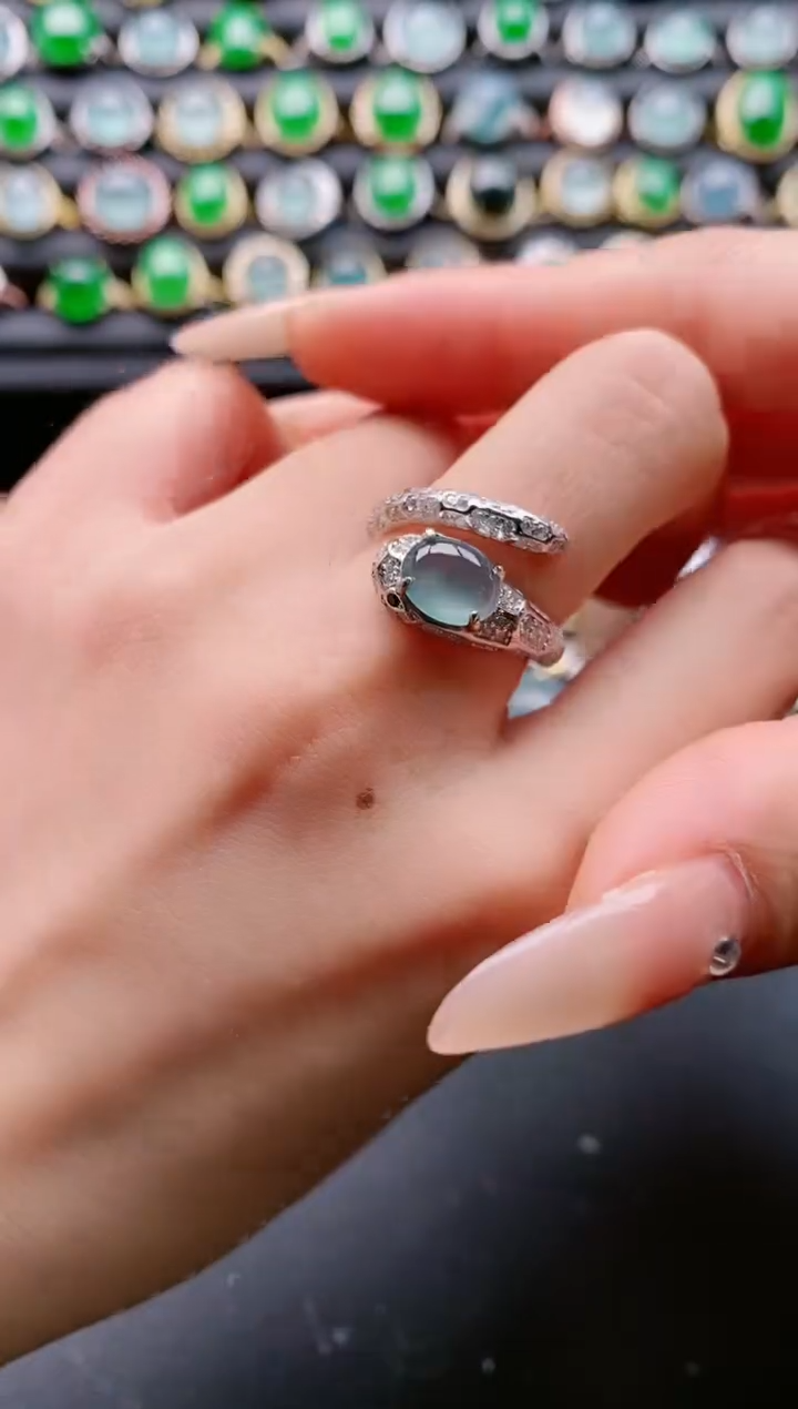 【闪购商品】翡翠戒指银S925镶嵌11111