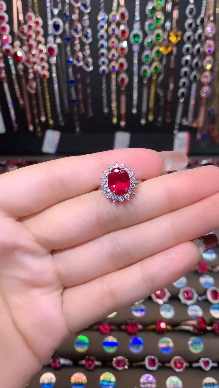 【闪购商品】红宝石戒指银S925镶嵌银色