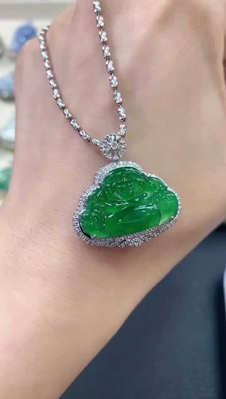 【闪购商品】翡翠吊坠(不含链)18K金镶嵌C20    