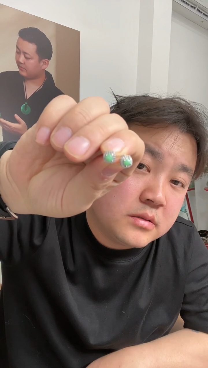 【闪购商品】翡翠耳饰银S925镶嵌耳环