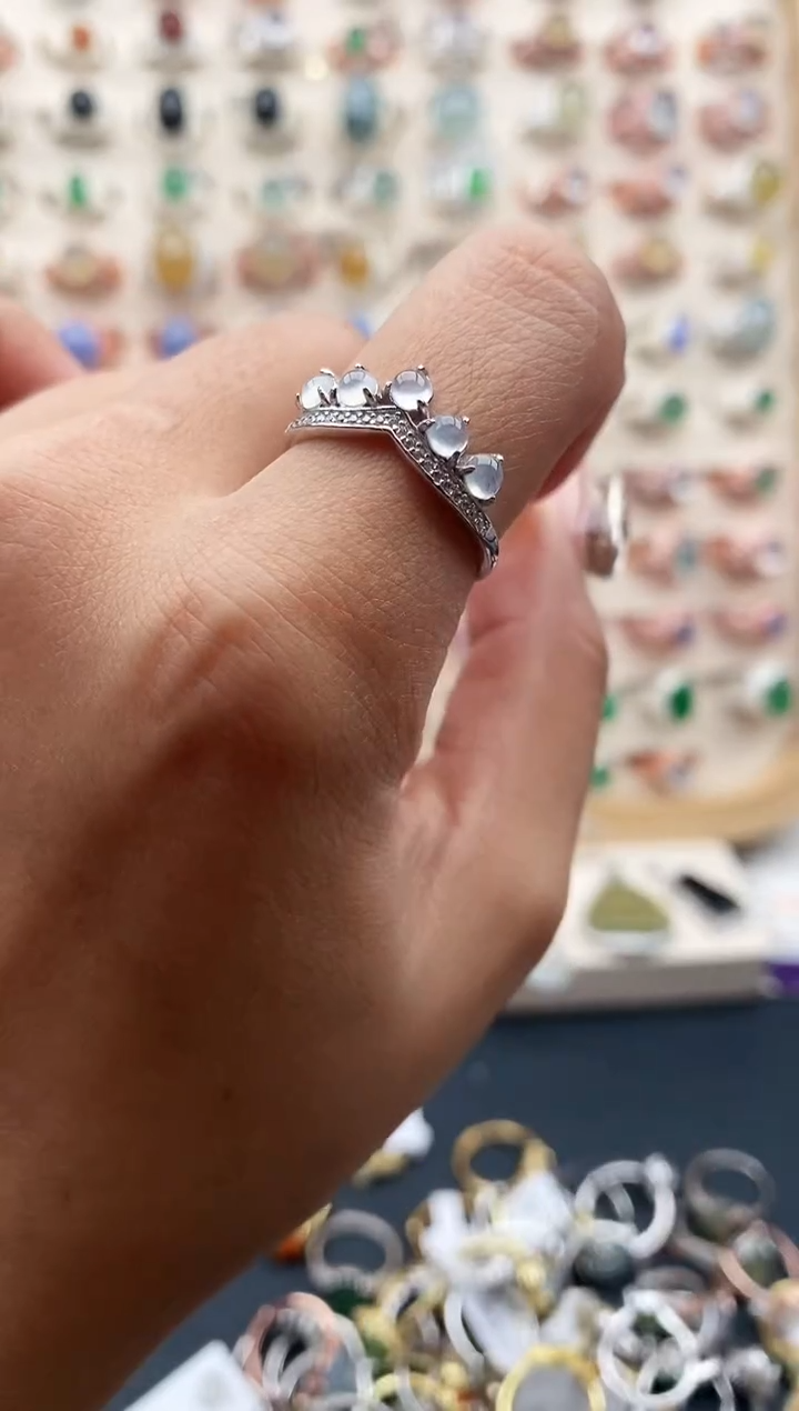 【闪购商品】翡翠戒指银S925镶嵌缅甸天然A货翡翠111  1+多样性发货