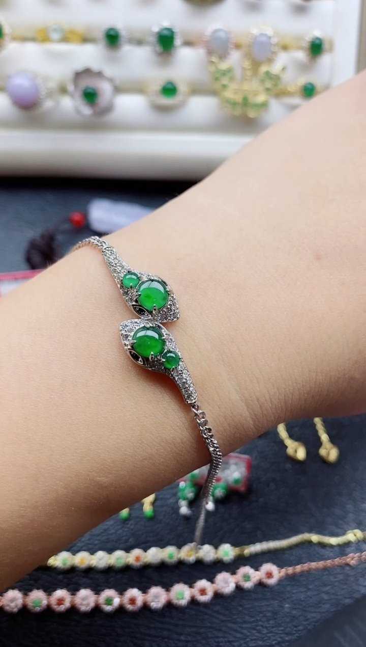 银S925镶嵌戒指翡翠1