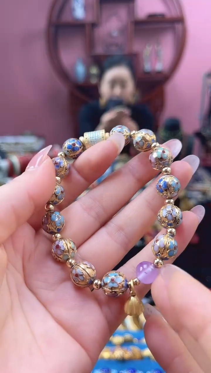 非遗 景泰蓝金地手串 4瓜棱1.0