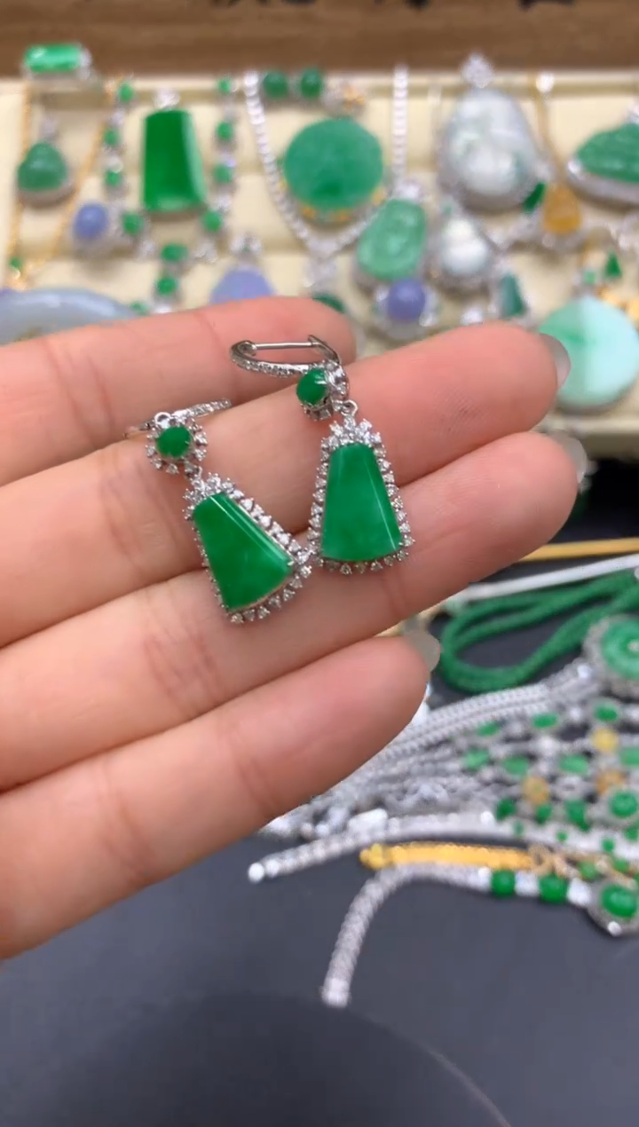 【闪购商品】翡翠耳饰18K金镶嵌427-中国好珍宝