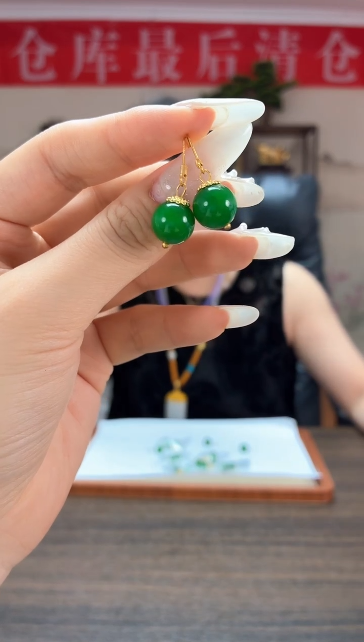 绿翡耳饰HF2724S68