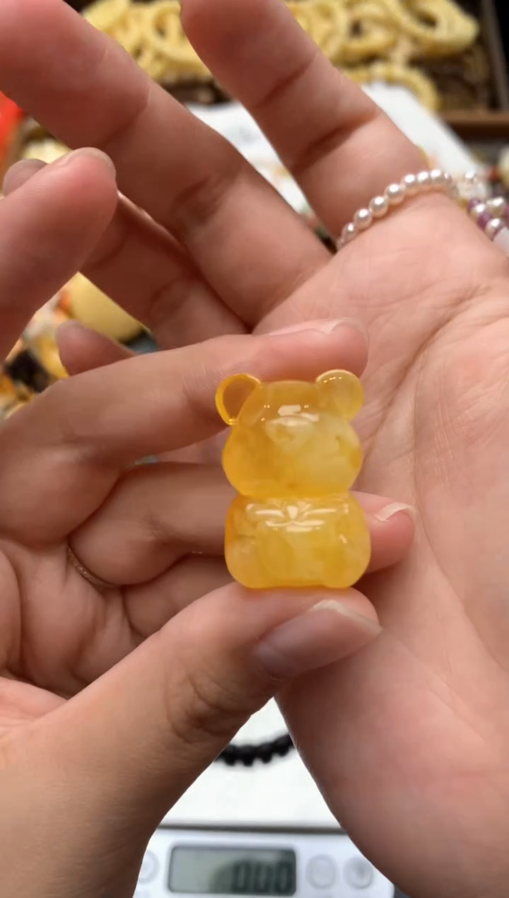 【闪购商品】琥珀珠宝奇石未镶嵌070琥珀蜜蜡花粉有纹小坑介意勿拍