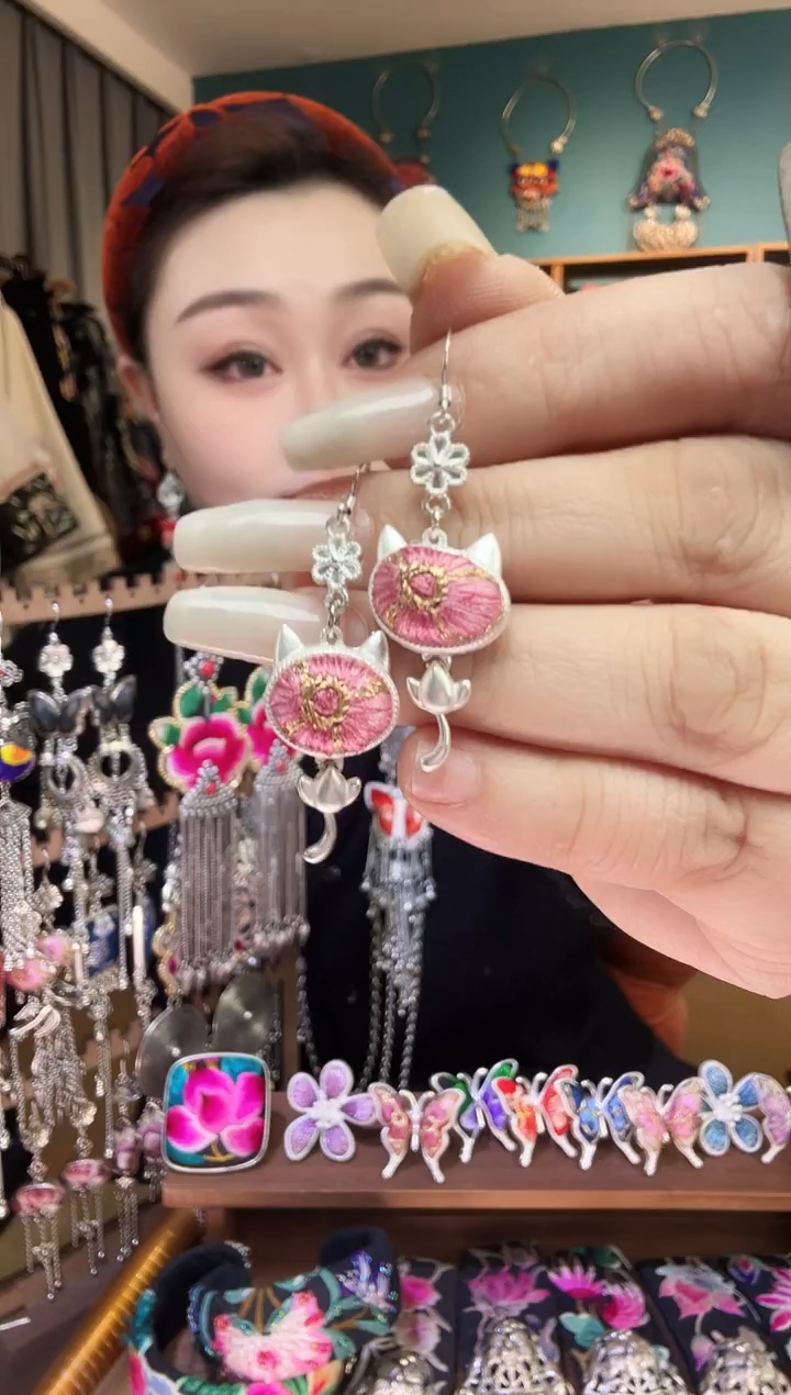 刺绣纯手工民族风刺绣耳环