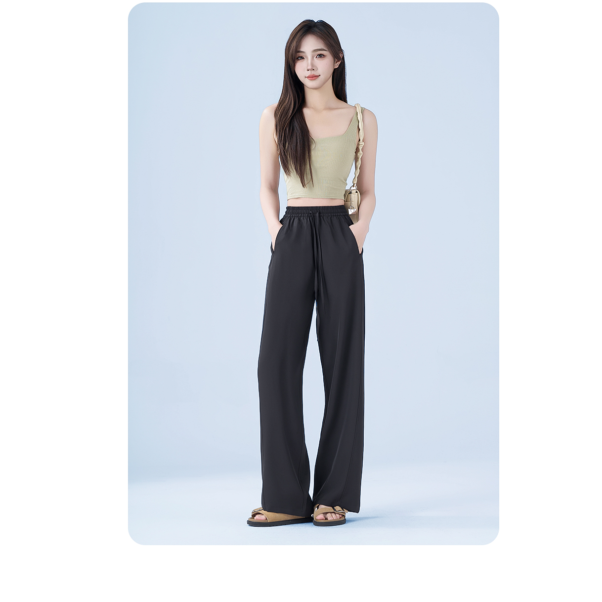 2025夏季高端休闲显瘦阔腿防晒冰丝垂感夏凉裤-5537