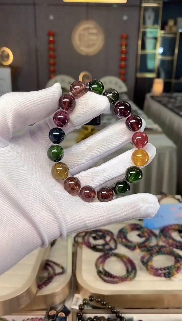 未镶嵌老矿碧玺彩虹单圈手串11mm+碧玺多样性发一条xion