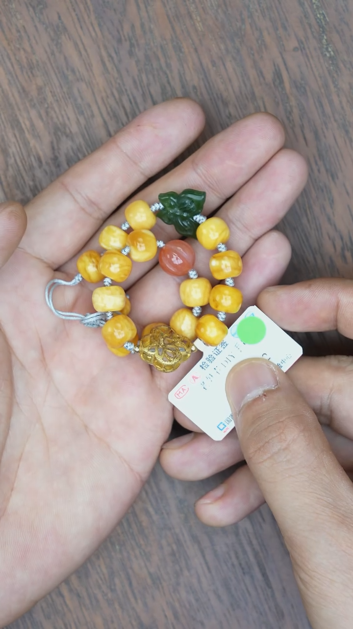 【闪购商品】琥珀裸石未镶嵌白花蜡老型DIY手串
